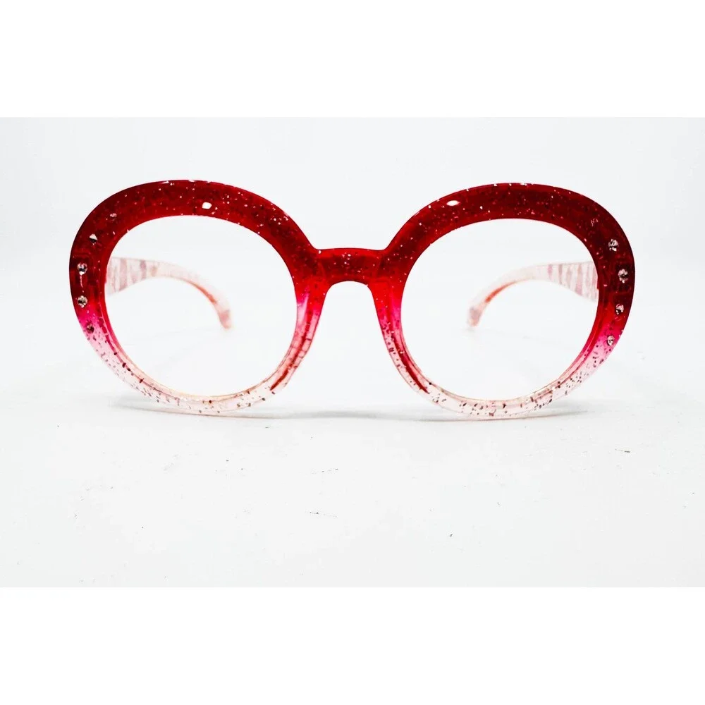 Disney Princess Eyeglasses Girls Red Pink Glitter Round Frames 39121 OS